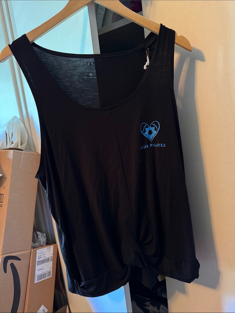 Club Pilates Black Twist-Hem Tank Top